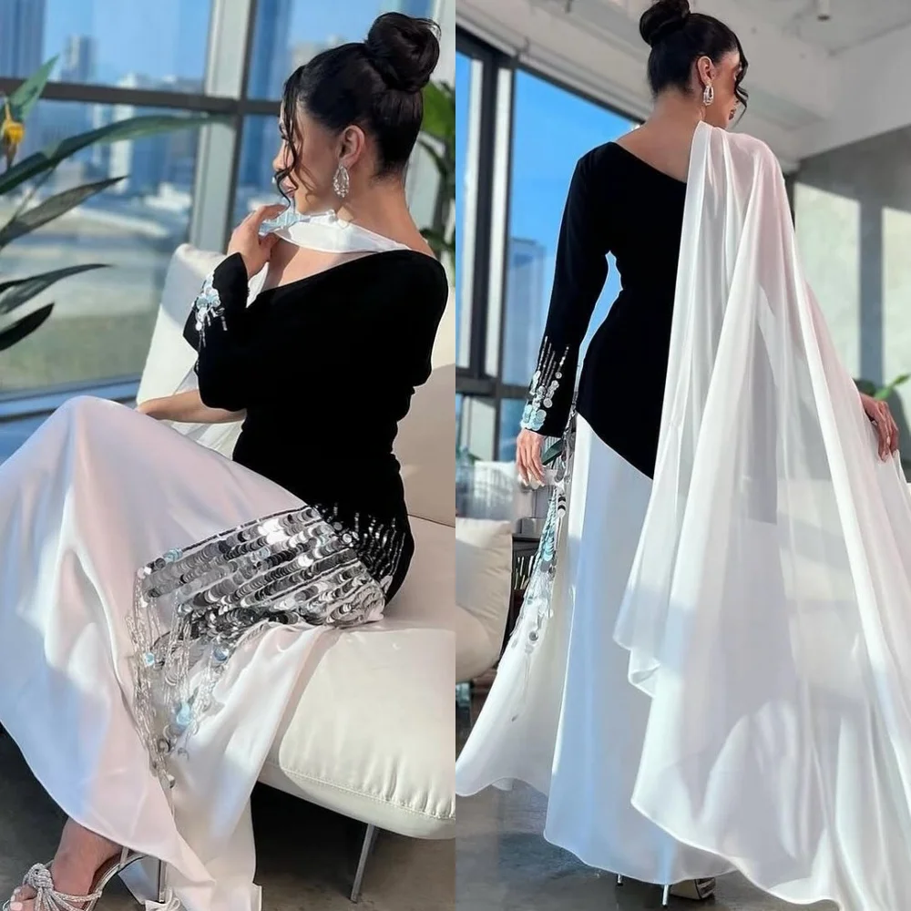 

Customized Fashion Jersey Pleat Sequined A-line One-shoulder Long Dresses Bespoke Occasion Prom Exquisite Intricate