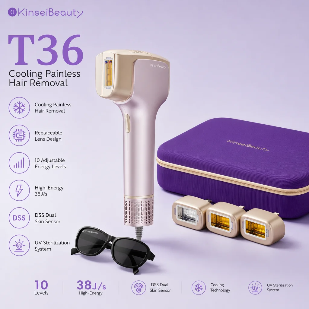 T36 IPL Laser Hair Removal Cooling Painless Epilator 999999 Flashes DSS Smart Sensor  High Energy High-Speed Use For Full Body