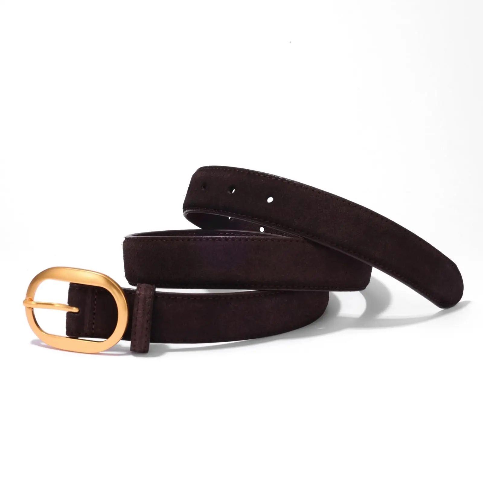 

Womens Leather Suede Belt Coffee Skinny Waist Belt for Casual Dress Jeans Ladies Genuine Leather Gold Buckle Belt