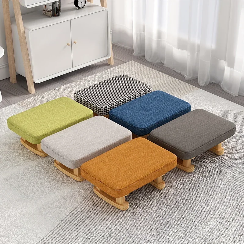 Colorful Small Wooden Stool with Non-Slip Pad Footrest Seat Square Household Living Room Hallway Sofa Tea Stools