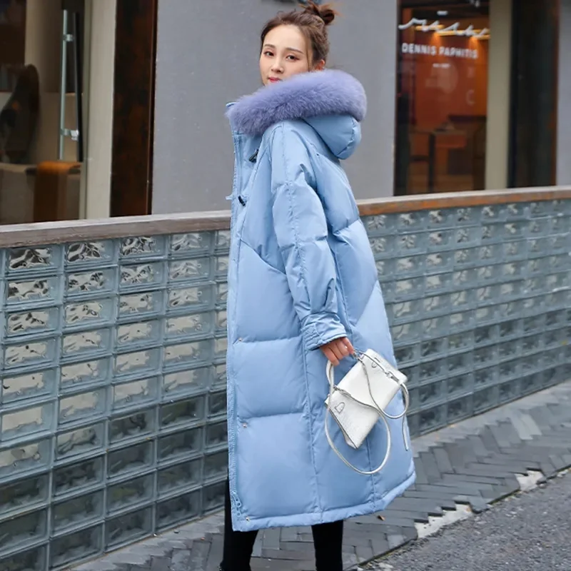 2023 Winter New Loose Cotton Coat Women's Long Knee Length Korean Version Loose Fat mm Thickened Slim Cotton Jacket Solid Color