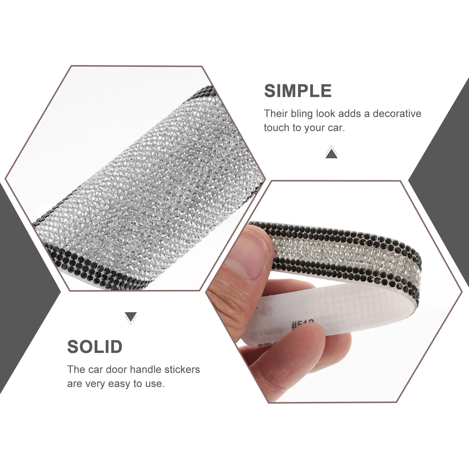 

1 set Car Door H Stickers Black White Crystal Rhinestone Exterior Accessories Universal Design Scratch Protector Car Door H