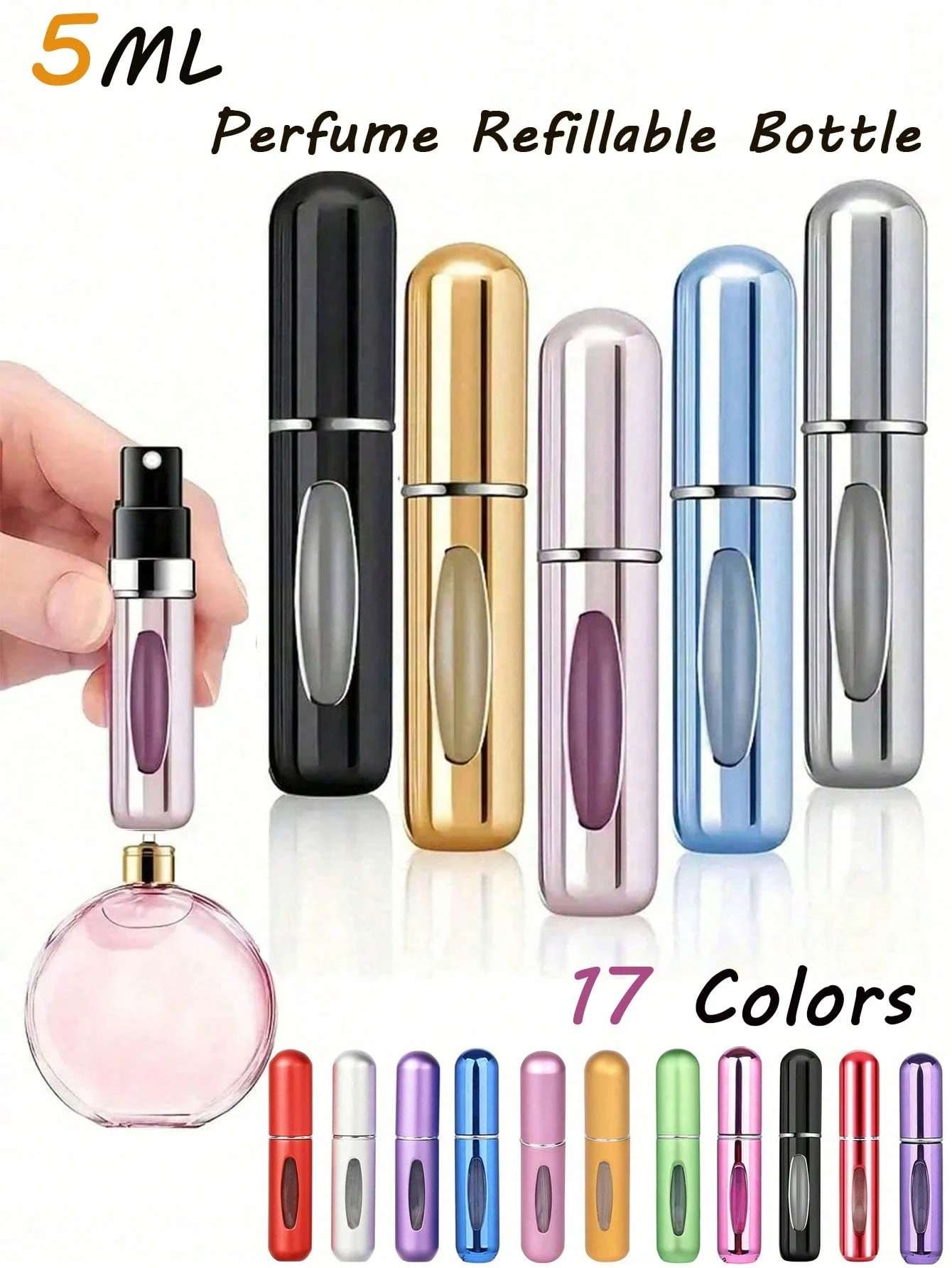 5Pcs/3Pcs/1Pc 5ML Perfume Refillable Bottle,Refillable Perfume Atomizer Bottle,Perfume Travel Spray Bottling Dispenser