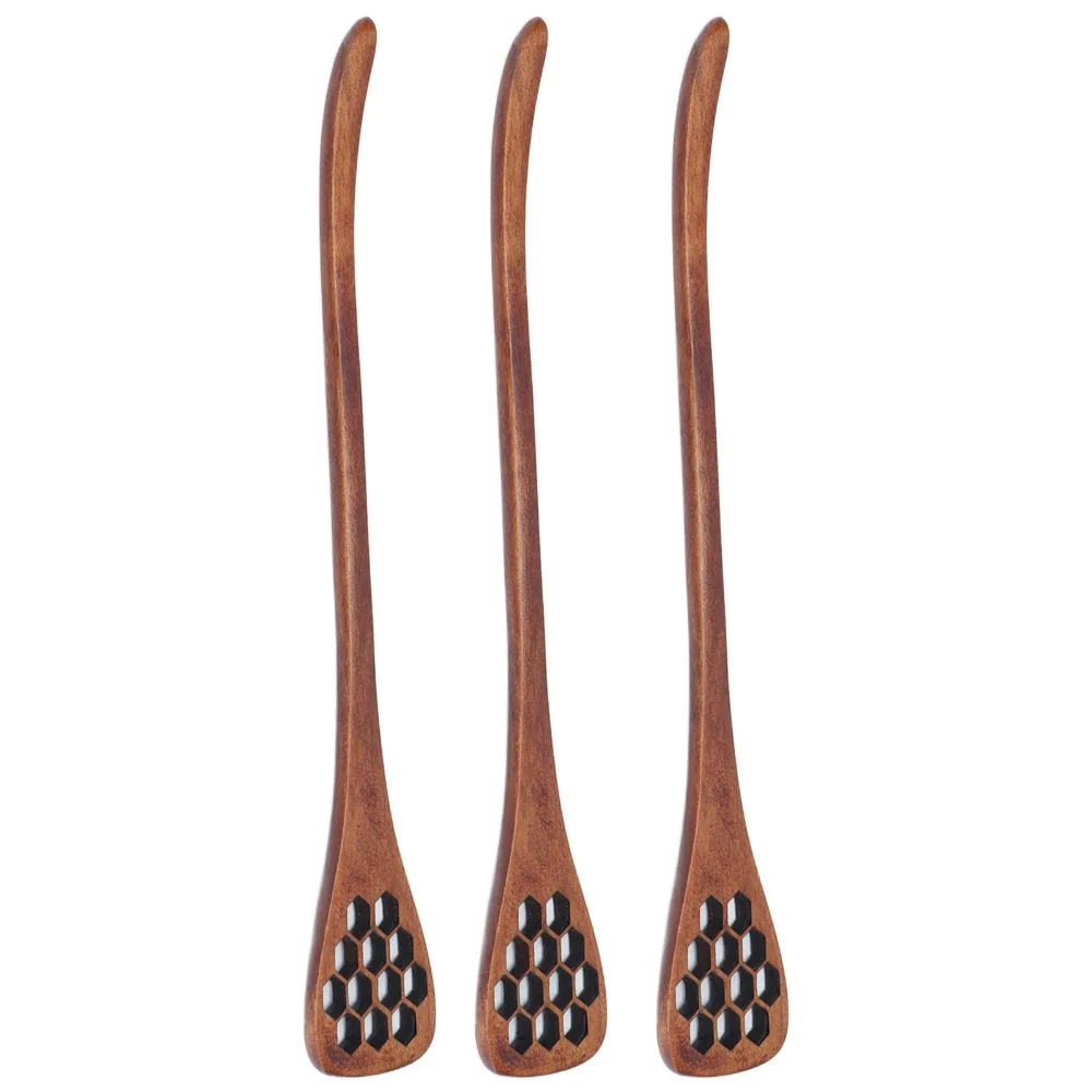 3PCS Wooden Honey Dipper Reusable Mini Honey Spoon Multi-functional Easy To Clean Mixing Stick Dispensing Drizzling Jam