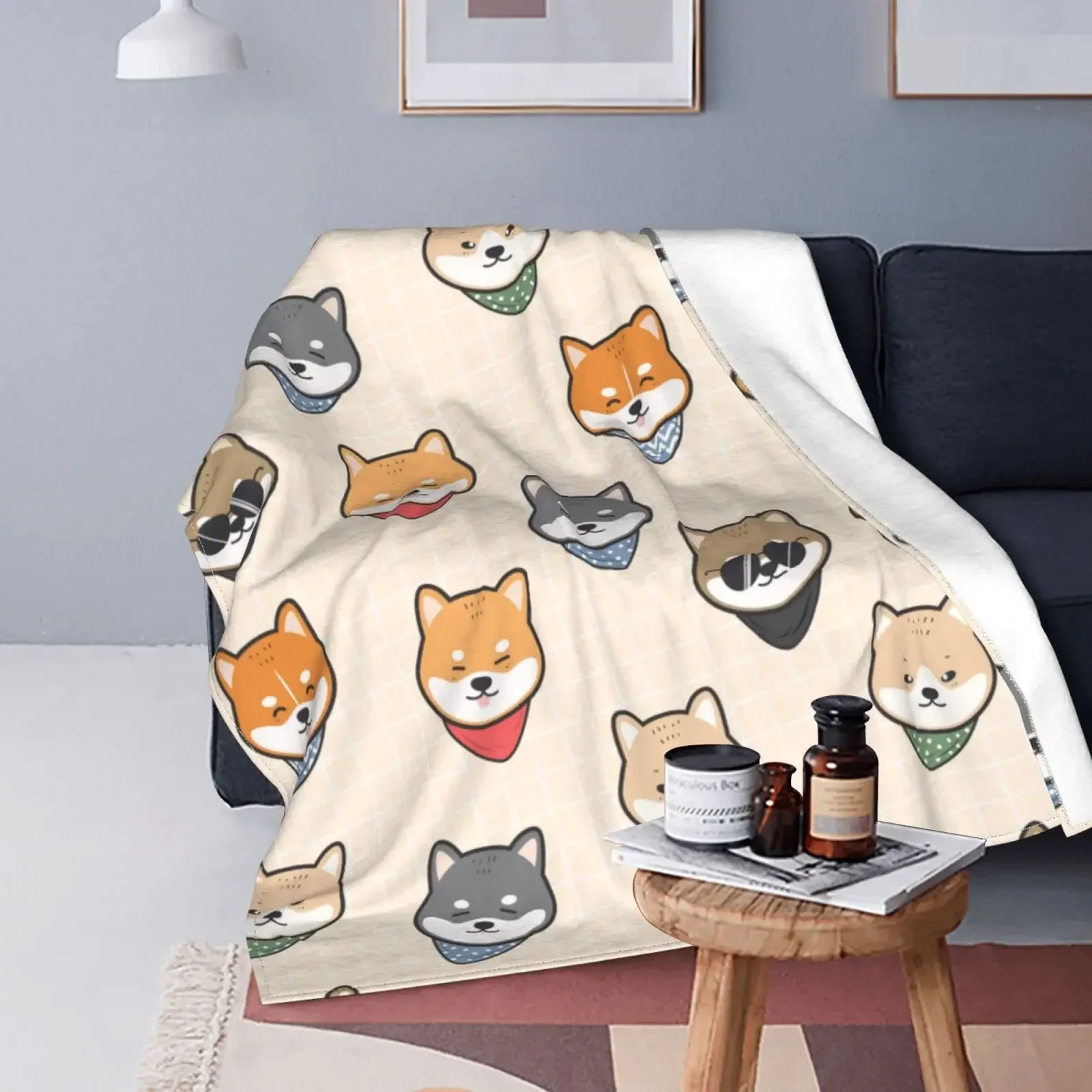 Cute Cartoon Poodle Printed Blanket For Sofa Bed Travel Camping Living Room Office Conditioning Blanket For All Seasons Gifts