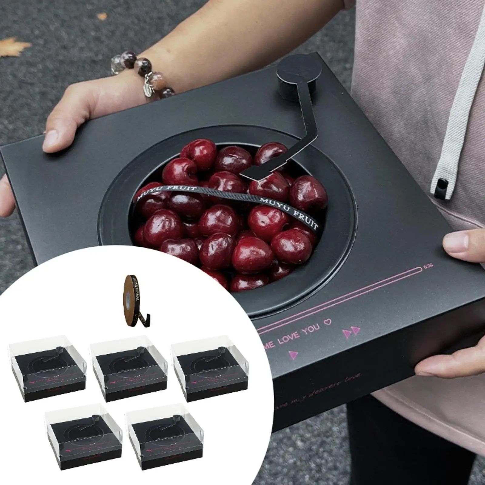 

5 шт., подарочная коробка в форме проигрывателя пластинок, ручной футляр для хранения с лентой для вечеринки, Дня святого Валентина, дня рождения, свадьбы, выпускного