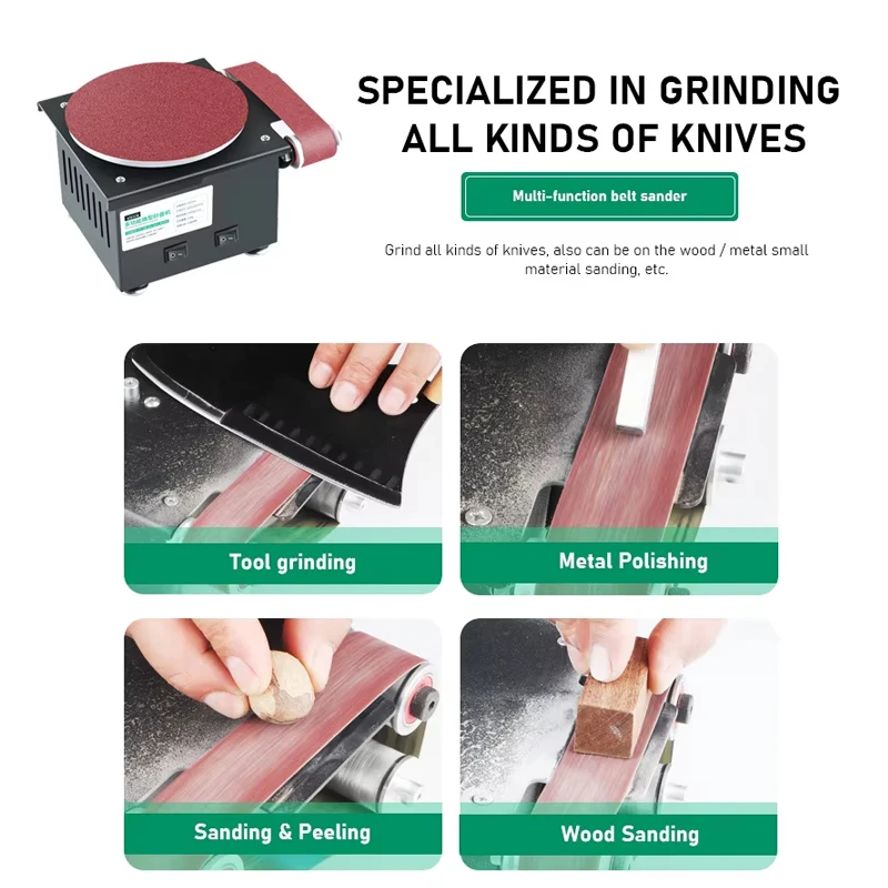 Мини-электрическая ленточная шлифовальная машина для настольного высокоскоростного шлифовального полировального станка, шлифовальный диск, точилка для ножей, инструмент для открывания лезвий