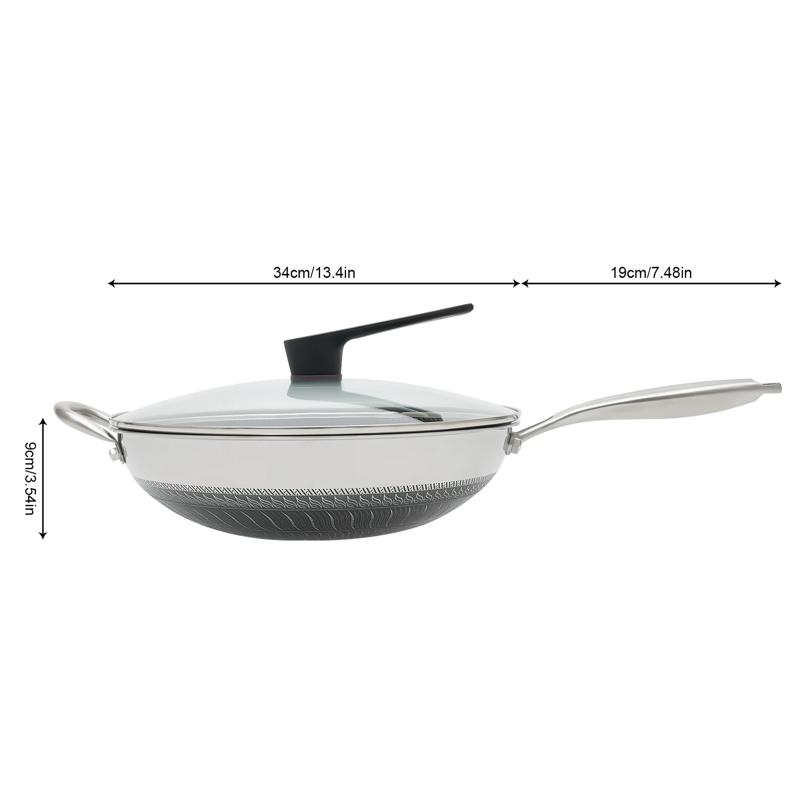 34cm Stainless Steel Frying Pan, Non Stick Cookware, Honeycomb Pot