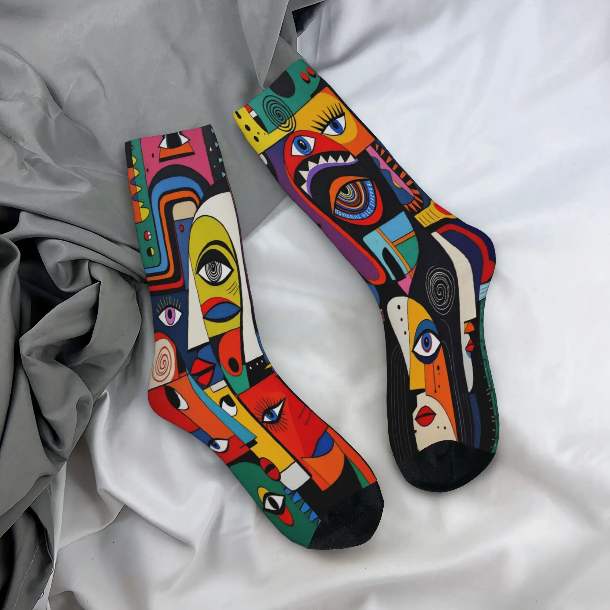 Abstract Art Face Gift Crew Socks Accessories for Unisex Non-slip Dress Socks