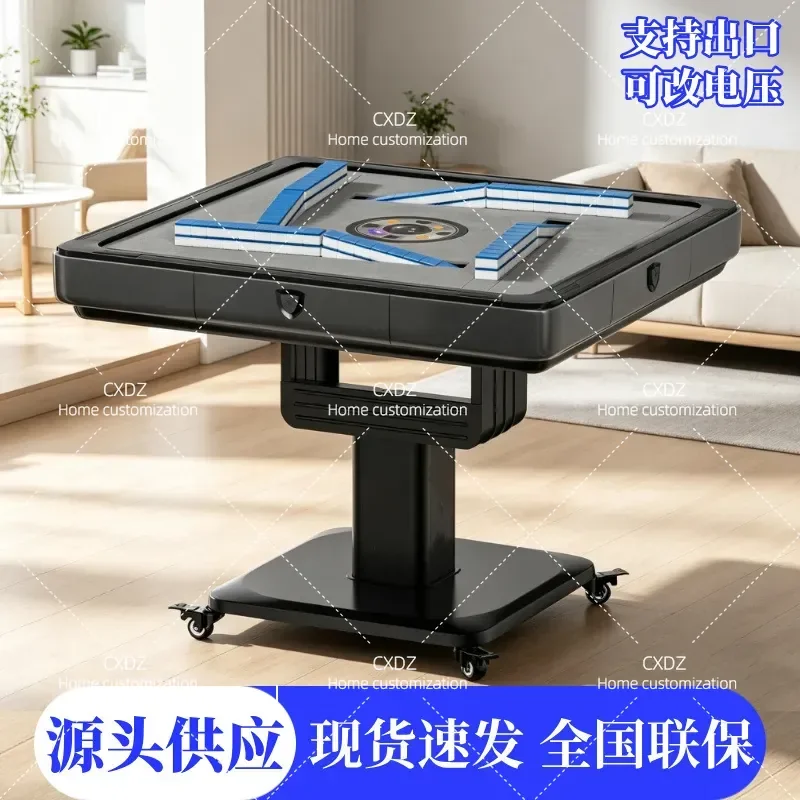 Automatic Mahjong Table Double Folding Household Electric Heating Dual Purpose Game Table with Rotor Roller Coaster Push Free