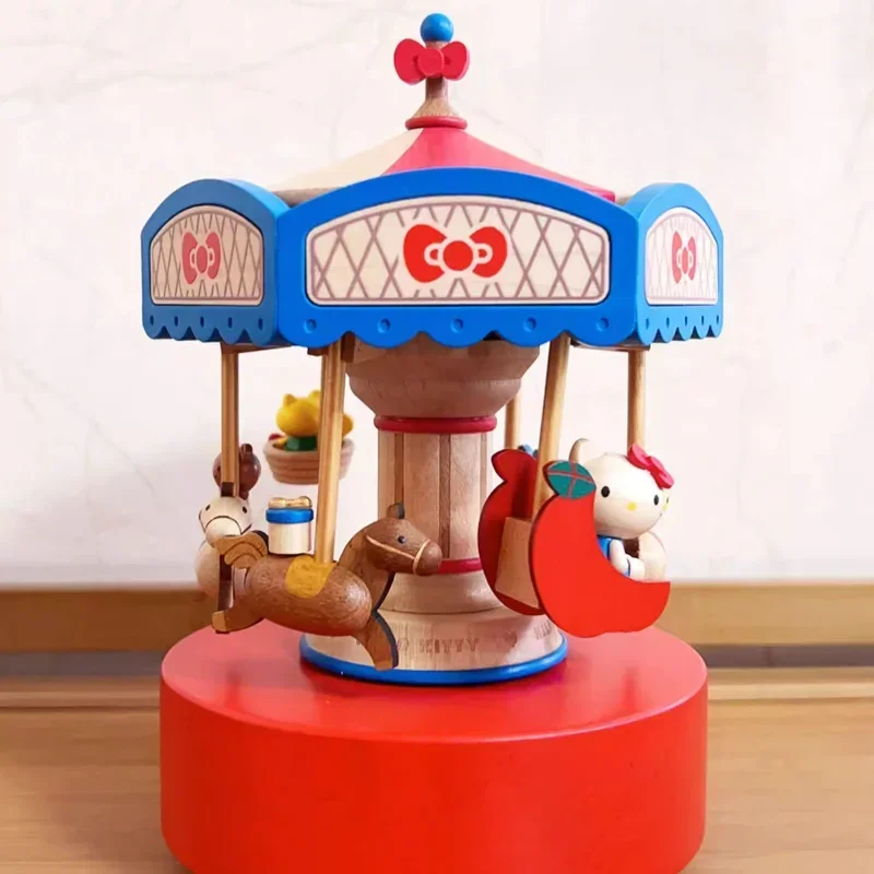 

Sanrio Hellokitty Anime Figure Music Box Cute Carousel Birthday Cake Funny Model Mechanical Clockwork Friend Gifts Toy
