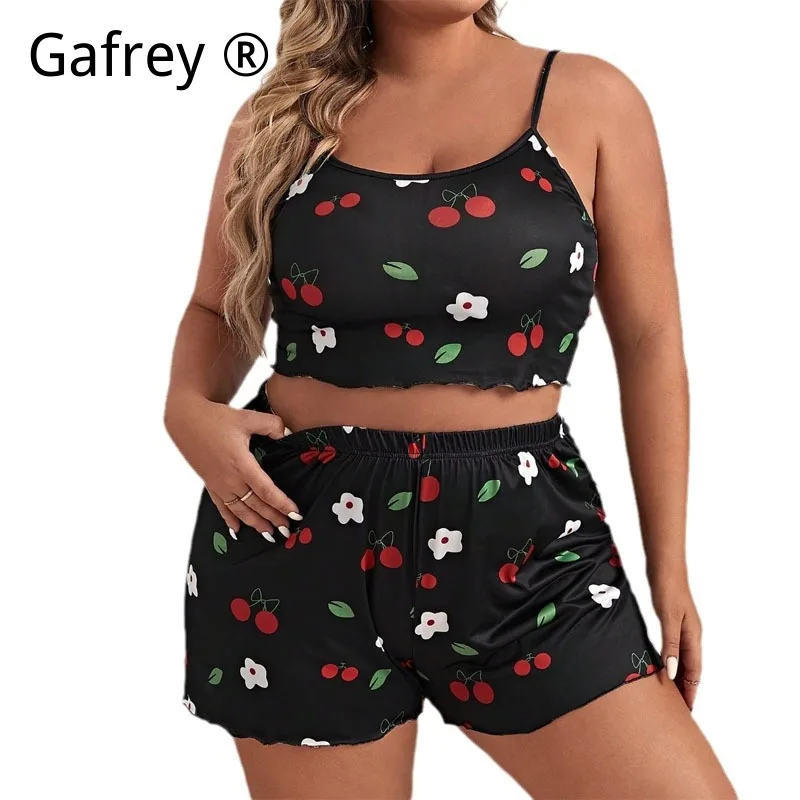 Plus Size 1XL 2XL 3XL 4XL 5XL Women Printed Camisole Loungewear Sleeveless Nightwear Soft Casual Sleepwear For Ladies