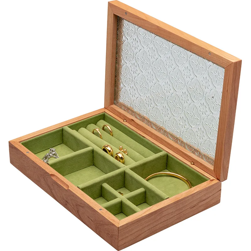 

Jewelry storage box Solid wood high-end exquisite 2025 new hand jewelry box Black walnut earrings necklace box