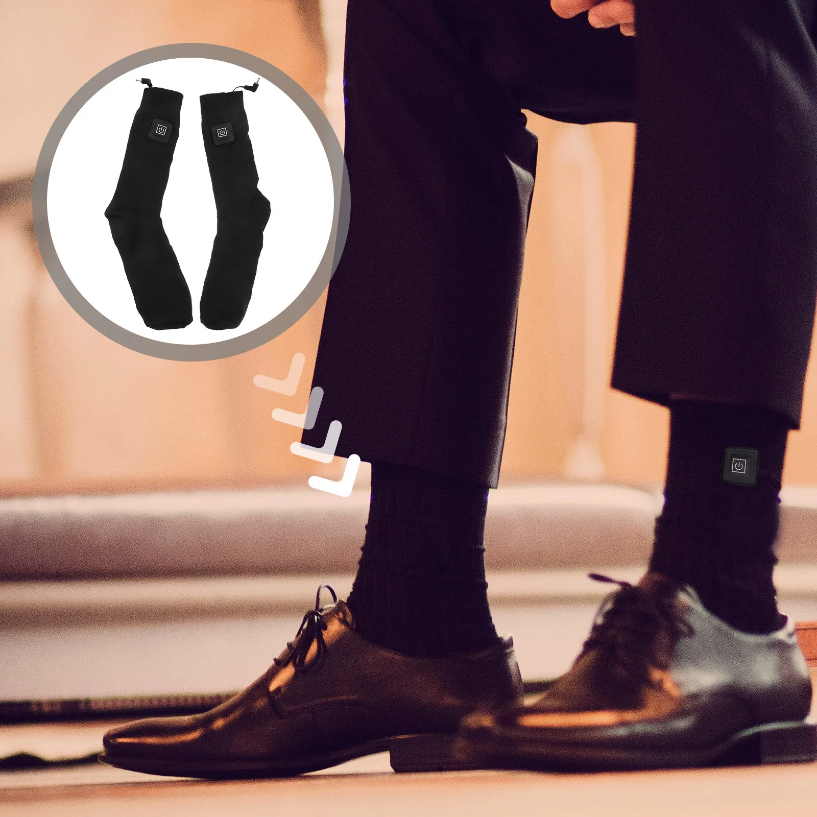 

1 пара носков с электрическим подогревом, перезаряжаемые, теплые, из плотного хлопка, для зимних видов спорта на открытом воздухе и использования в помещении