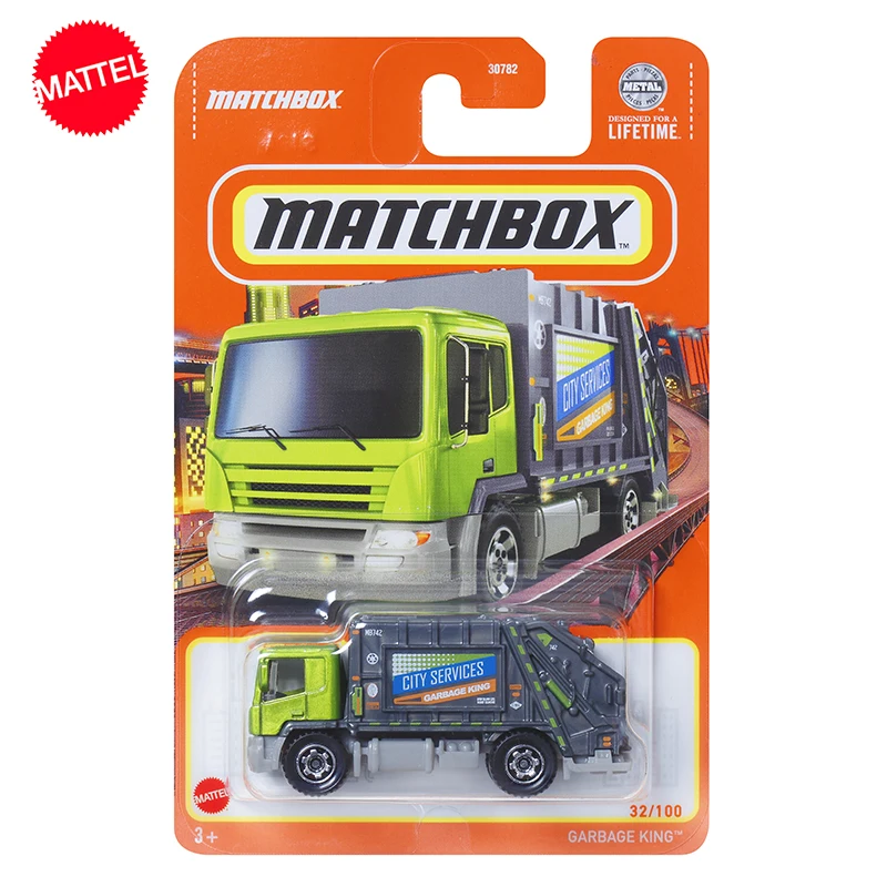 

Original Mattel Matchbox Car 1/64 Metal Diecast City Services Garbage King Vehicle Model Toys for Boys Collection Birthday Gift