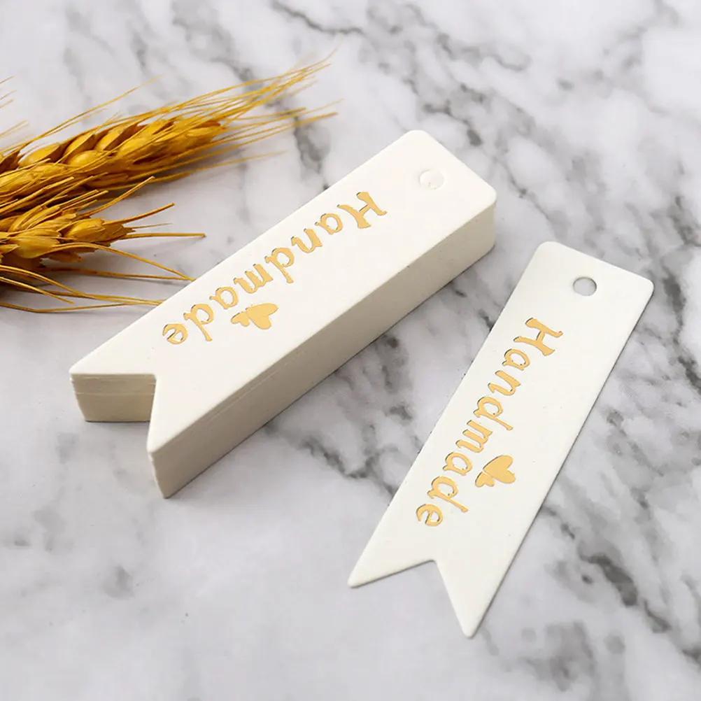 100Pcs Handmade Gift Tags with Hole for Stringing Craft Tags Christmas Wedding Thanksgiving Birthday Graduation Favor Bag