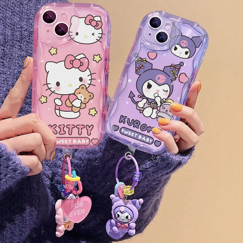 Kuromi Hello Kitty Pendant Case For Vivo Y36 Y51 Y18 Y31 Y33S Y15S Y16 Y17S Y22 Y27 Y18S Y19S Y21 Y28 Y28S Y35 Y01 Y10 Y03 Cover