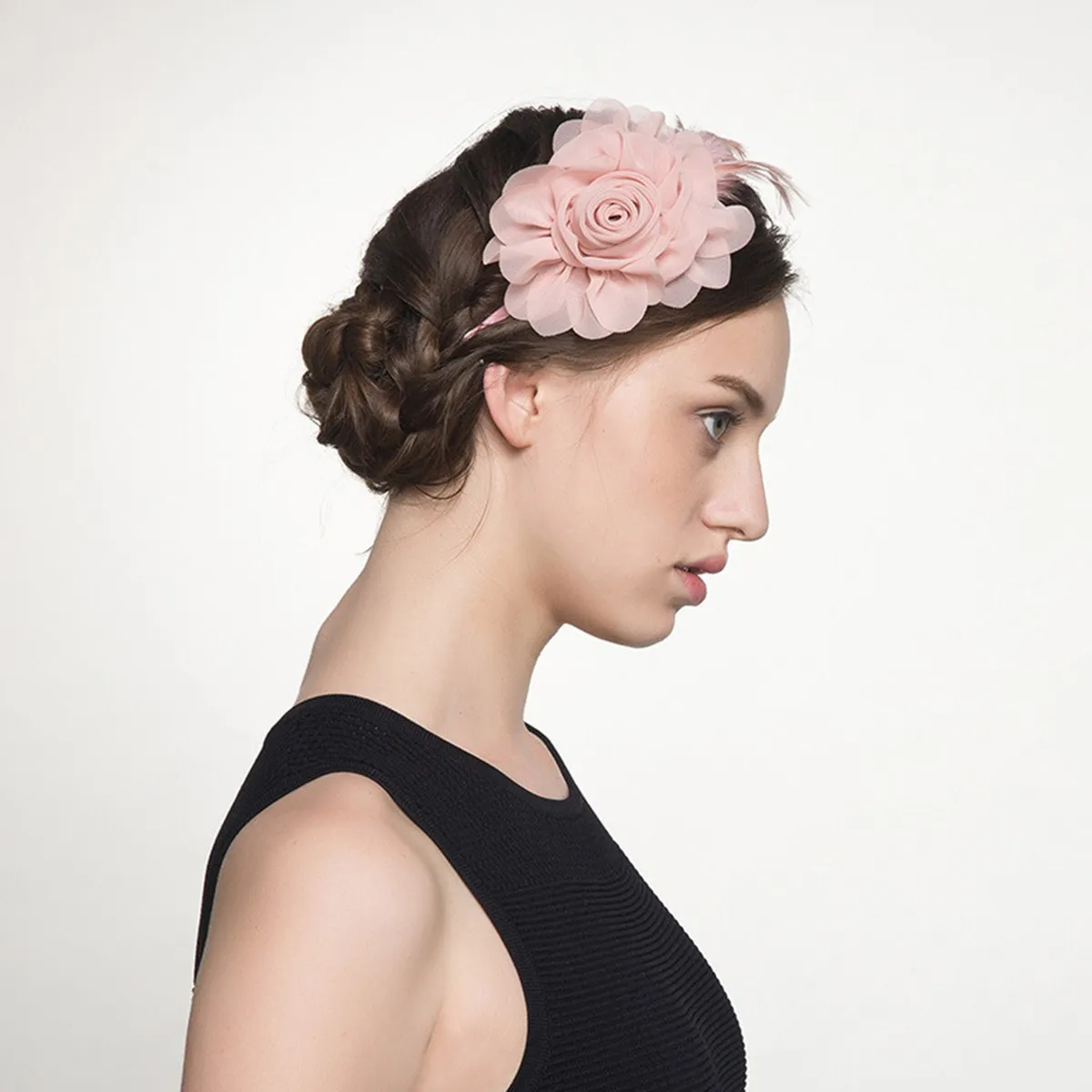 

Pink Hairband Alloy Flower Decorated Women Girls Hair Loop Barrettes Stylish Hair Accessories Women Hairband