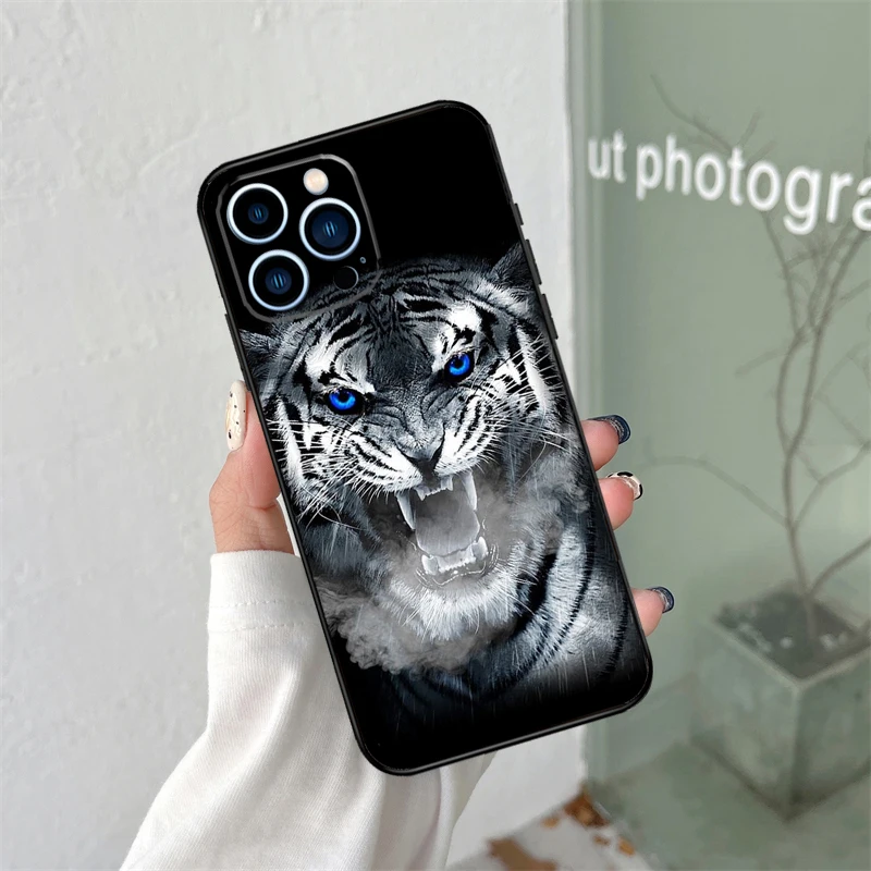 Animal Lion Wolf Tiger Eagle Case For iPhone 16 15 14 Pro Max 11 Pro Max 12 13 Mini X XR XS Max Plus Phone Cover