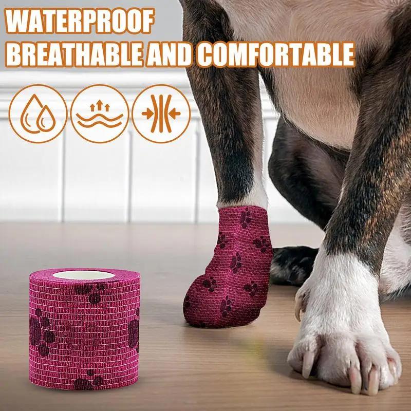 Self Adhesive Bandage Wrap Breathable Dog Bandage Shoes Vet Pet Wrap Dog Cohesive Bandage Multifunctional Pet Wound Care Bandage