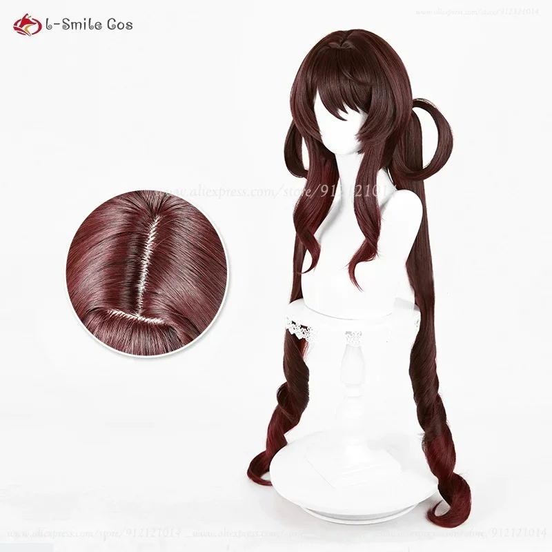 z;3,d'5,g\7/Lantern Rite Hutao Cosplay Wig Brown Gradient Double Ponytail Hair New Skin Hu Tao Anime Cos Wigs Heat R6,j.y'8 /c.