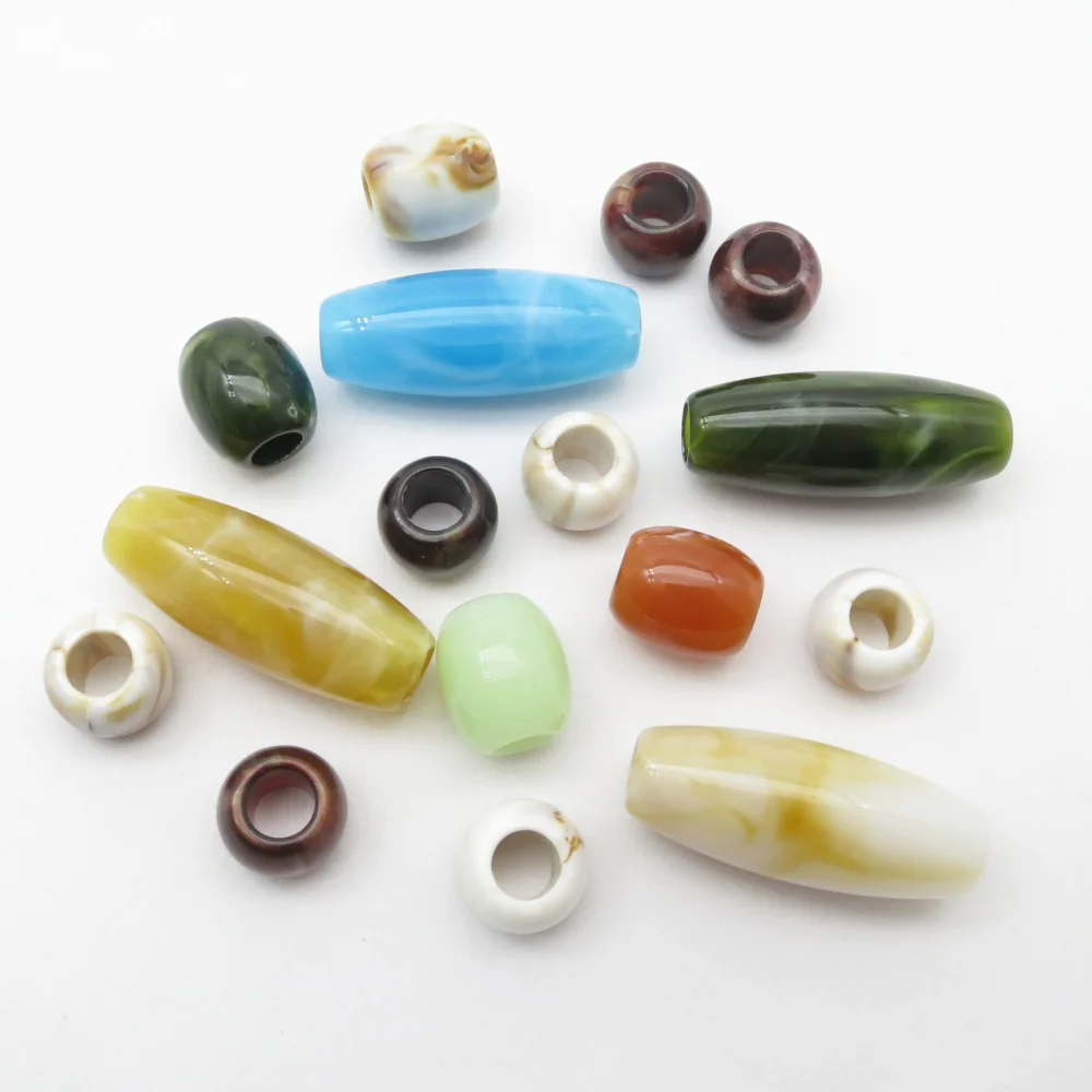 16pcs Mix Styles Acrylic Crochet Hair braid Dreadlock Beads rings tube Jewelry making Bracelet necklace Accessories