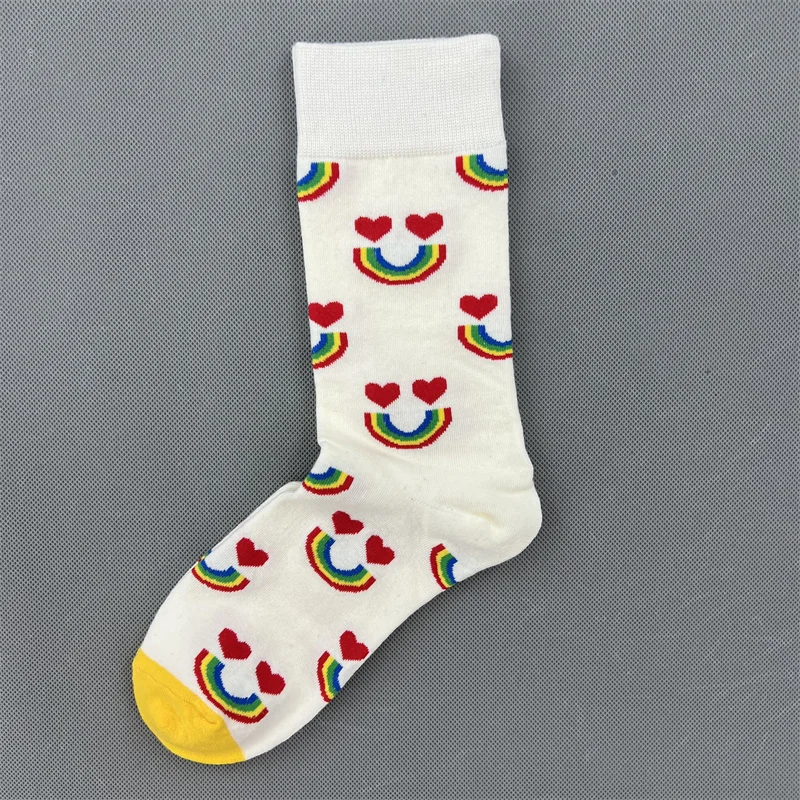 Women Happy Socks Novelty Crew Cotton Argyle Striped Rainbow Polka Dot Holiday