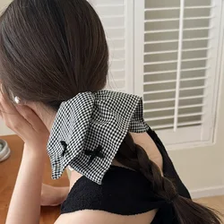 Women's Scrunchies Sweet Style Headwear Ballet-style Bow Colon Scrunchie Check Square Headband Haarschmuck Hair Accessoires Tie