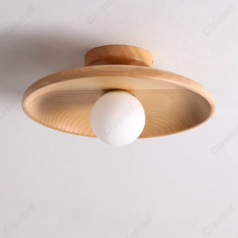 Corridor Ceiling Lamp Solid Wood Home Modern Minimalist Dressing Room Foyer Balcony Entrance Door Japanese Style Light