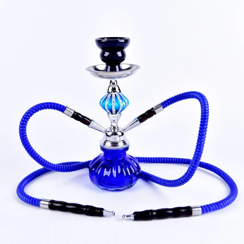 Double Hoses Hookah Shisha Pipe Set Nargile Chicha Sheesha Chicha Narguile Completo Bowl Charcoal Tong Glass Hookah Smoking Pipe