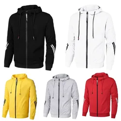 Mens Tracksuit Fashion High Quality Zipper Hooded Sweatshirt Jogging Sports Casual Clothing Versatile Solid Color Jacket Coat