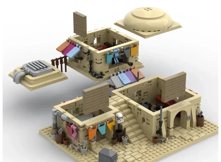 Modulaire Woestijn Architectuur Set Serie Model Moc Bouwstenen Ster Film DIY Set Technologie Blokken Speelgoed Assemblage Vakantiegeschenken