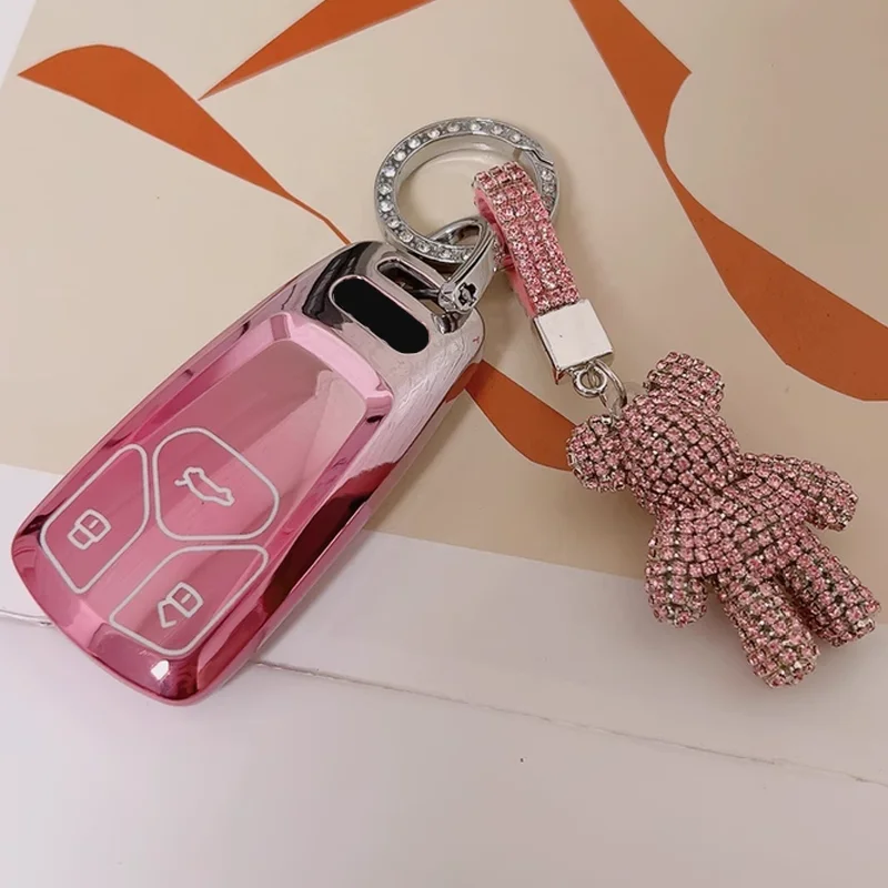 

Sakura Pink Tpu for Audi A5 A6 8S Q7 4m S4 S5 S7 A4 8W B9 A4L Q5 Q5L TT TTS RS Key Cover Remote Smart Car Key Case Cover Fob Bag