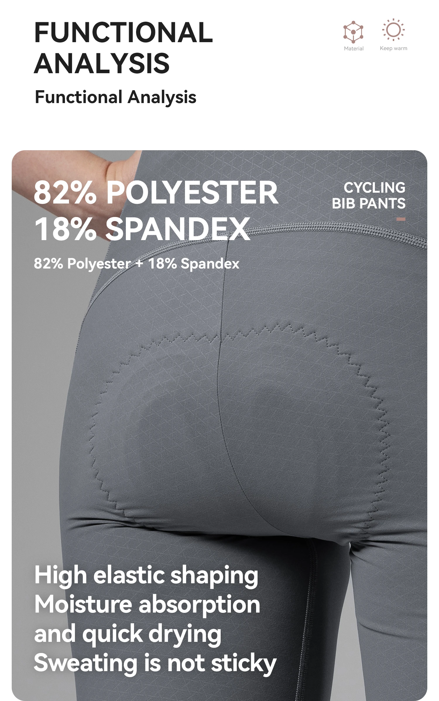 ROCKBROS TVI Damen Fleece-Radtrikot-Latzhose, lange Thermo-Winddichte Radhose, elastische Radtrikot-Latzhose mit Taschen – Detail 6