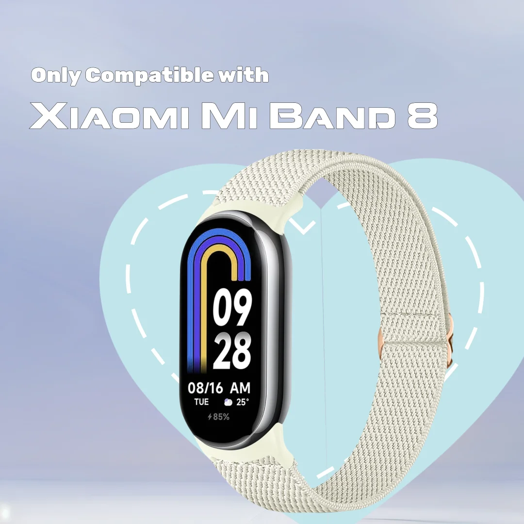 Nylonarmband für Band 8 Sport-Ersatzgürtel, kompatibel mit Xiaomi Mi Band 8 NFC-Version / Xiaomi Band 8 Standard Edition