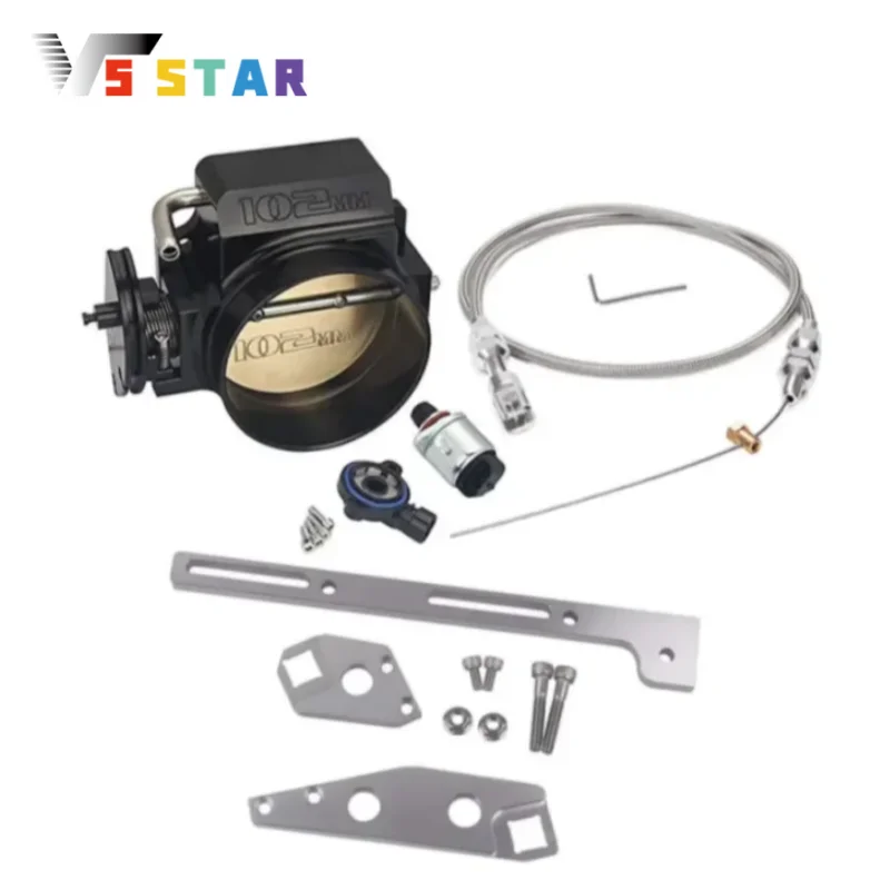 

102mm 4 Bolt Throttle Body with TPS IAC + 36" Throttle Cable For CHEVY LSX LS1 LS2 LS3 LS6 LS7 4.8L 5.3L 6.0L Sliver Black