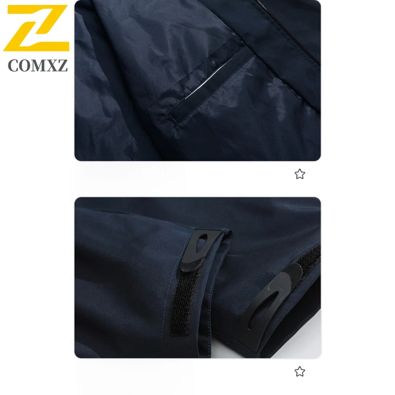 COMXZ Men Outdoor Jacket 2025 Hiking Camping Travel Windproof Waterproof Coat With Hood Lightweight Autumn Adventure Outerwear