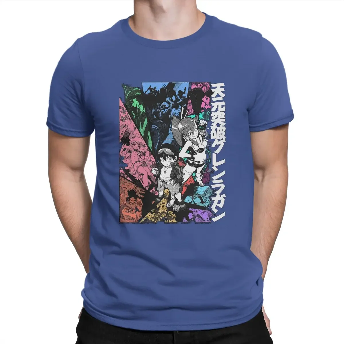 Tengen Toppa T Shirt for Men 100% Cotton Unique T-Shirt Round Collar Tengen Toppa Gurren Lagann Tee Shirt Short Sleeve Crewneck