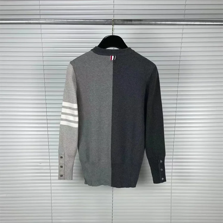 TB Tom Autumn/Winter New Three-Color Grey Knit Round Neck Sweater Men Women's Casual Fashionable Versatile Wool Shirt