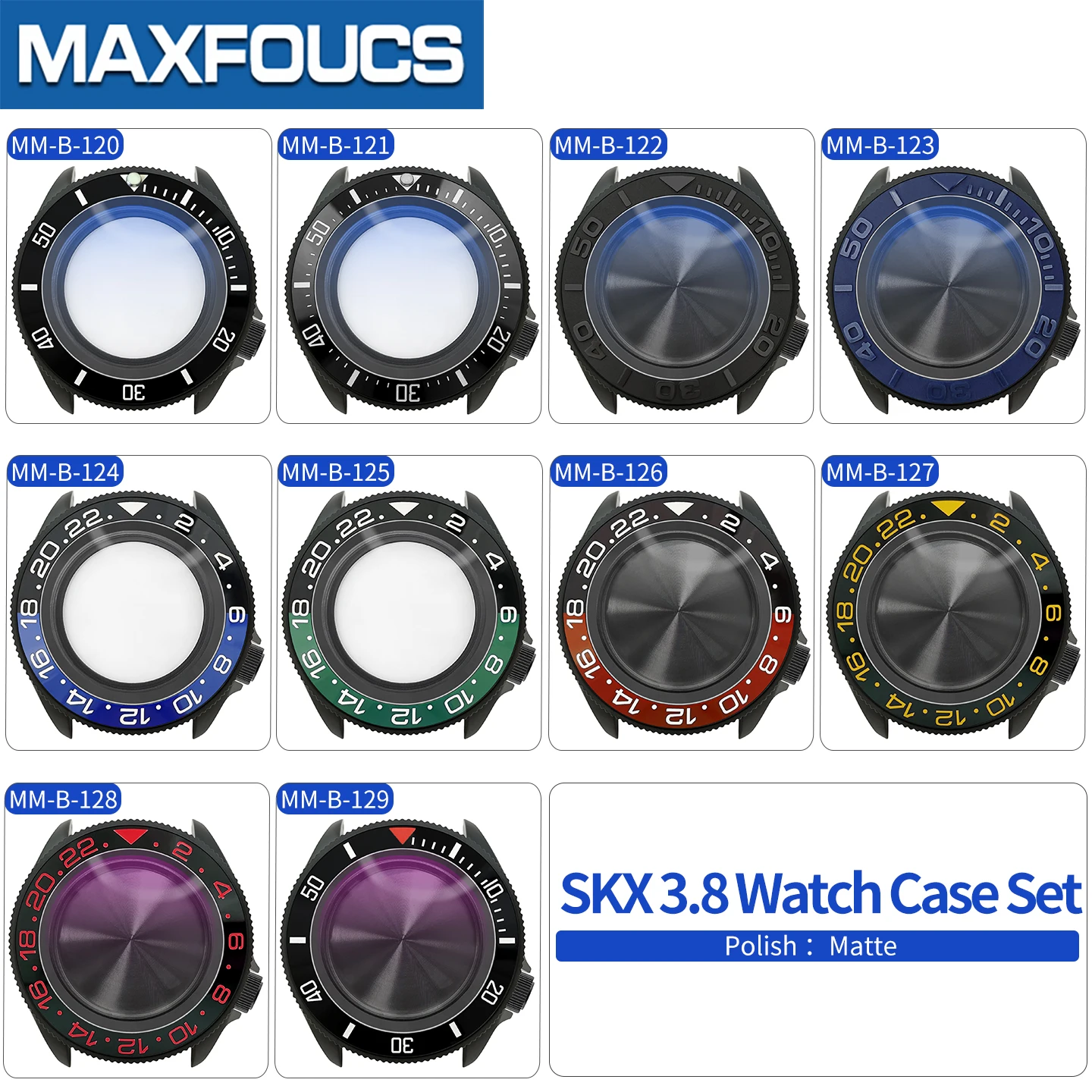 MM300 SKX 3.8 Uhrengehäuse-Set Schwarz Matt Passend für NH35/NH36/NH34 MOD Uhrengehäuse-Teile Saphirglas-Einsatz Lünette Maßanfertigung – Detail 3