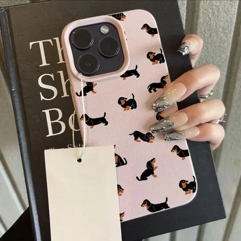 Минималистичный матовый чехол из ТПУ с изображением таксы для iPhone 17 Air, 16, 15, 14, 13, 12, 11 Pro Max, 17 Pro, 16E. Защитный чехол-накладка