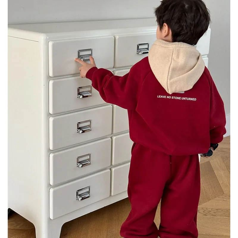 RAISE Winter-Set für Teenager-Jungen, 2-teiliges Kleidungsset, Sweatshirt mit Buchstabenmuster und Fleece-Unterhose, warmes, dickes Kinder-Outfit für Jungen. – Detail 4