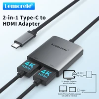 Lemorele-Hub USB C de 2 puertos a HDMI Dual, 4K, 60HZ, estación de acoplamiento tipo C de expansión de pantalla Dual para Macbook, portátil, teléfono móvil y PC