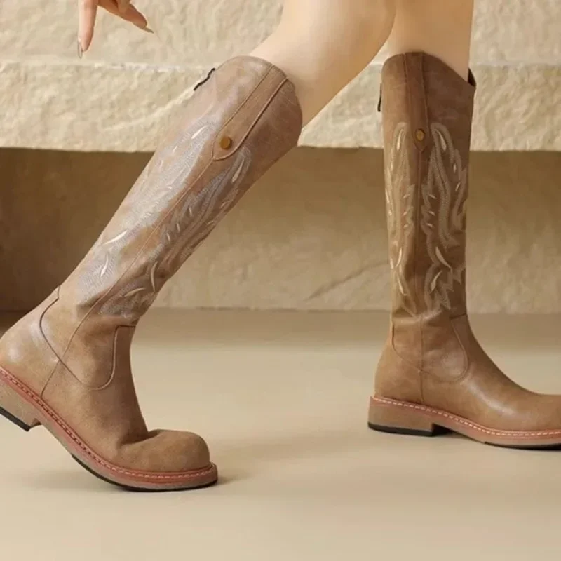 

Women's Shoes 2024 High Quality Sleeve Women's Boots Winter Warm Round Toe Solid High Tube Low-heeled Fashion Boots Zapatos