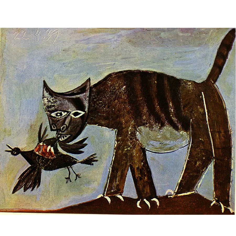 Pure handmade animal oil painting Fmaous painting replica of Cat catching a bird by Pablo Picasso Surrealism style artworks