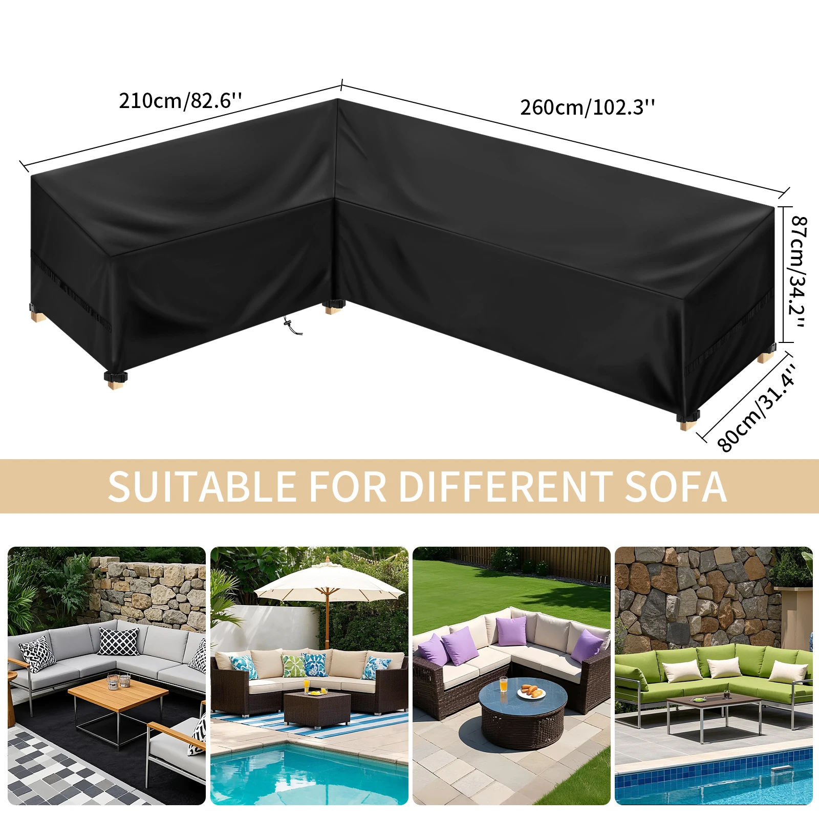 Outdoor waterdichte sectionele bankhoes Heavy Duty L-vorm bankhoes gazon bankhoezen tuinmeubilair weerbescherming - afbeelding 1