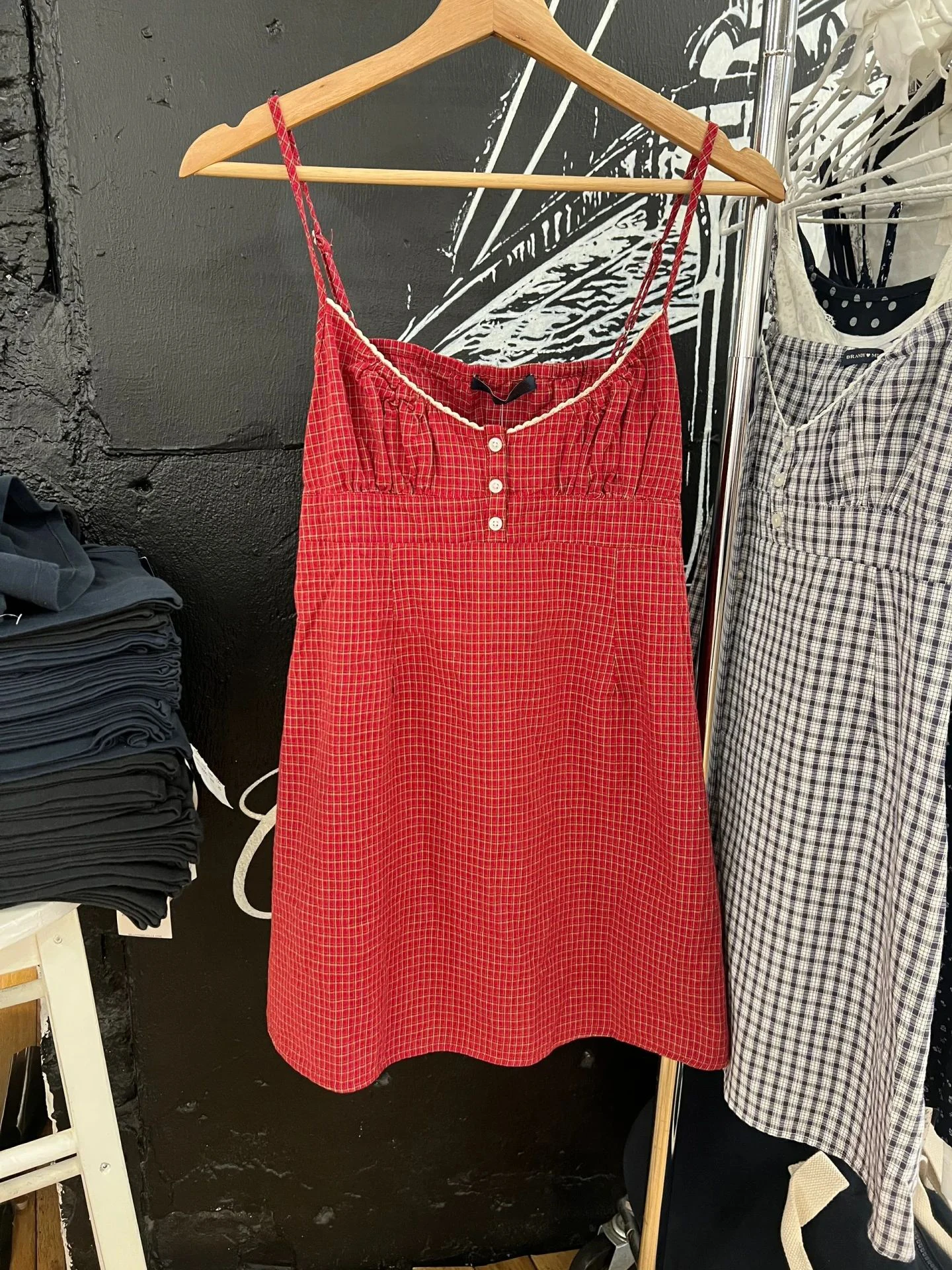 Red Plaid Three Buttons Mini Camis Dress Woman Lace Trim Elastic Waist A-line Short Vestido Summer Cotton Sweet Cute Dresses Y2k