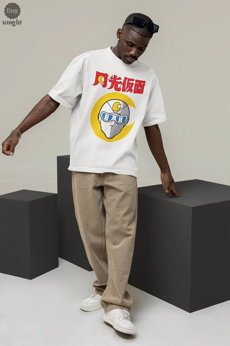 Unisex Moonlight Mask Hero T-Shirt - Vintage Anime Hero Top