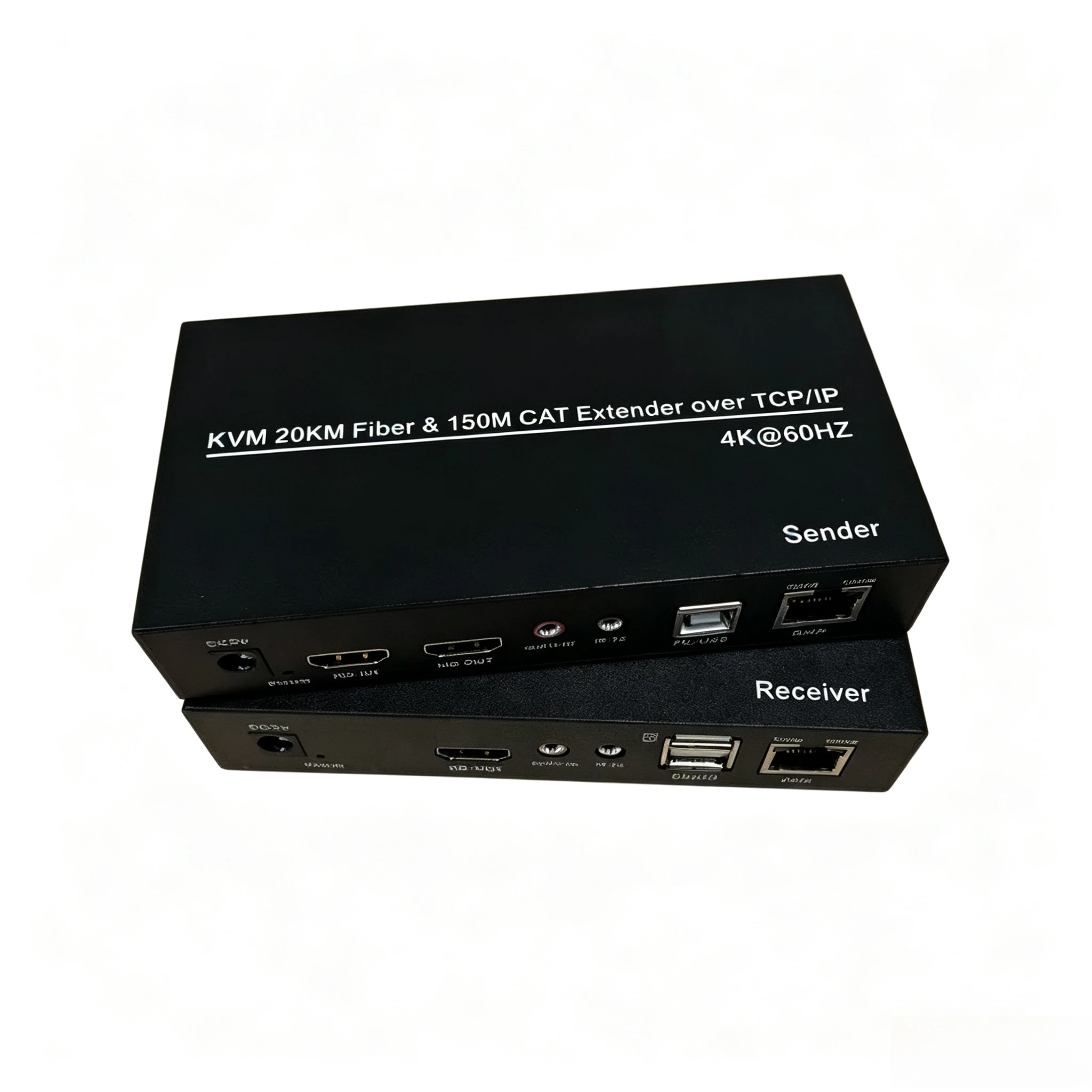 20KM 4K@60Hz HDMI Fiber KVM Extender SC Optical Cable Transmitter Receiver Kit Support USB Keyboard Mouse for PC NVR TV