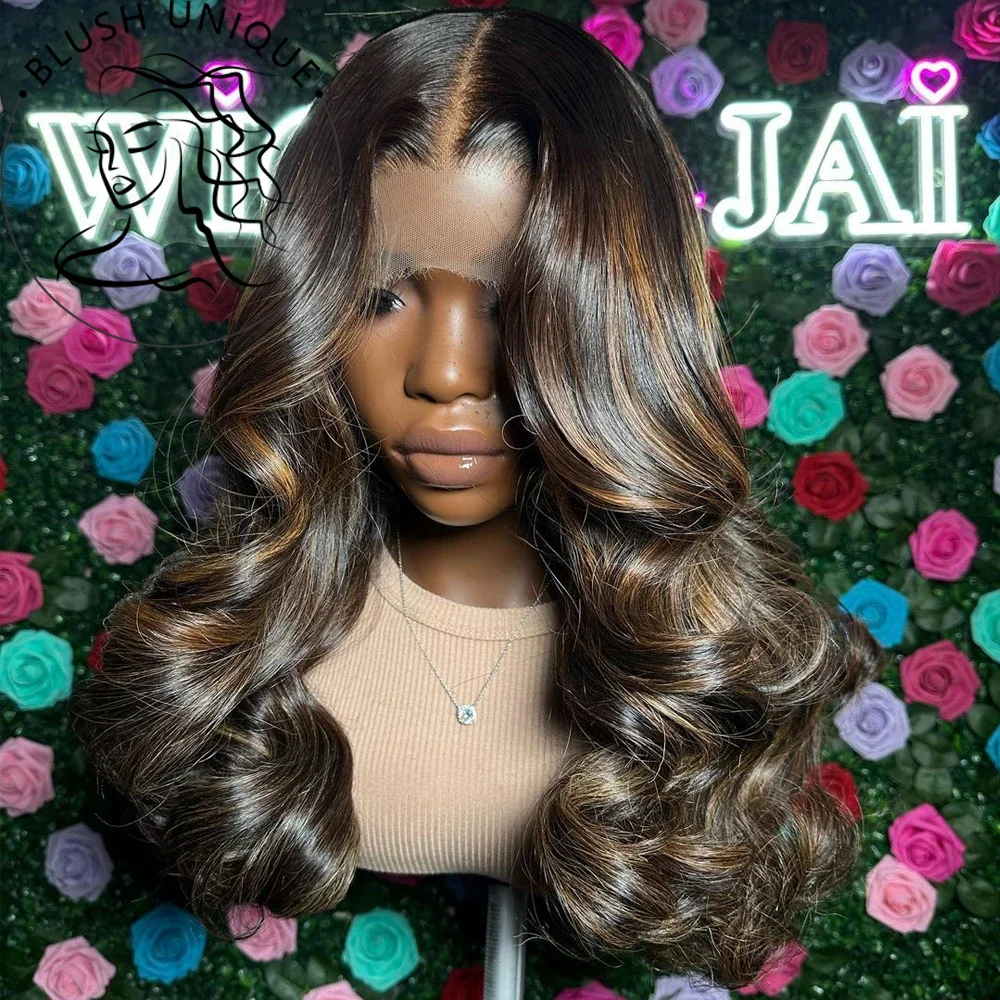 Highlight Lace Front Wigs 13x4 Body Wave Lace Frontal Wig 1B/30 Ombre Blonde Synthetic Wigs For Women Pre Plucked With Baby Hair